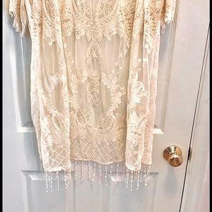 BOGO FREE🌸Xhilaration Cream Lace Cardi sz L